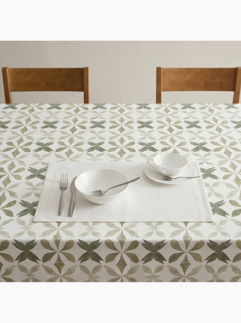 Toalha de mesa antinódoas com estampado geométrico de estilo mediterrânico - Gamusi. Verde - Kiabi