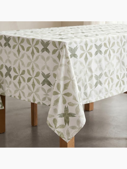 Toalha de mesa antinódoas com estampado geométrico de estilo mediterrânico - Gamusi. - Kiabi Toalha de mesa antinódoas com estampado geométrico de estilo mediterrânico - Gamusi. - Kiabi