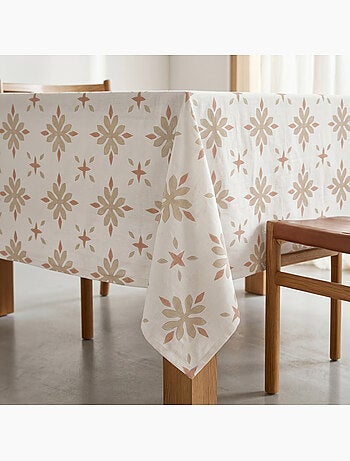 Toalha de mesa antinódoas com estampado geométrico floral de estilo mediterrânico - Gamusi.