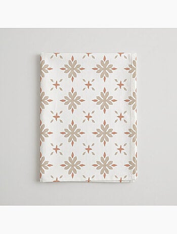 Toalha de mesa antinódoas com estampado geométrico floral de estilo mediterrânico - Gamusi.