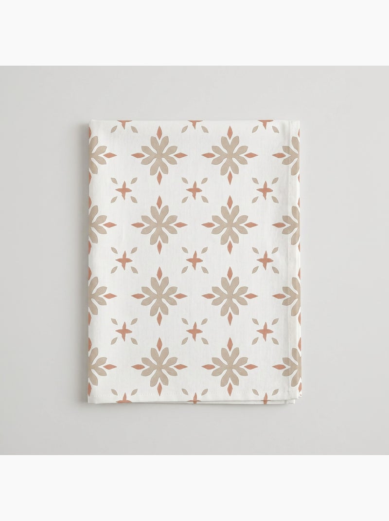 Toalha de mesa antinódoas com estampado geométrico floral de estilo mediterrânico - Gamusi. Tijolo - Kiabi