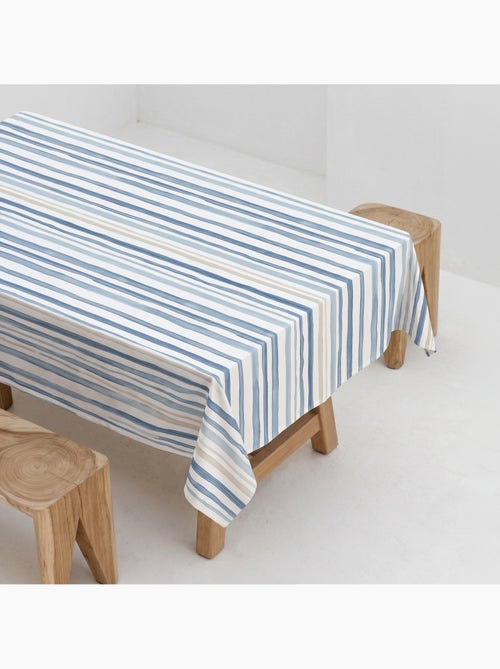 Toalha de mesa antinódoas com estampado mediterrânico às riscas - Gamusi. - Kiabi