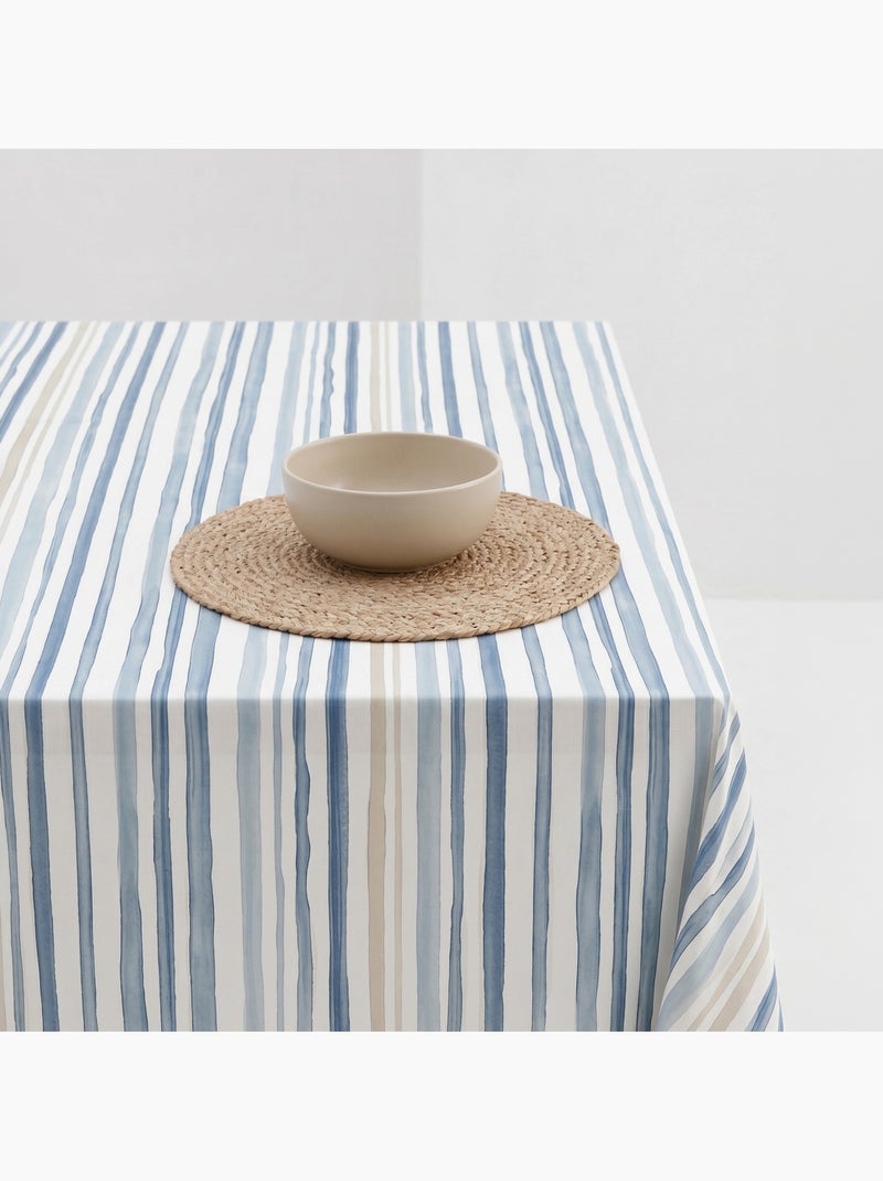 Toalha de mesa antinódoas com estampado mediterrânico às riscas - Gamusi. Azul - Kiabi