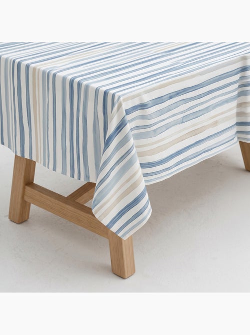 Toalha de mesa antinódoas com estampado mediterrânico às riscas - Gamusi. - Kiabi
