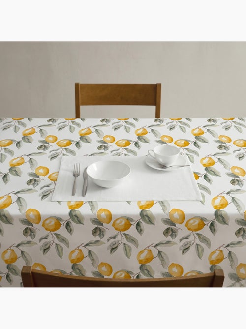 Toalha de mesa antinódoas com estampado mediterrânico de limões - Gamusi. - Kiabi