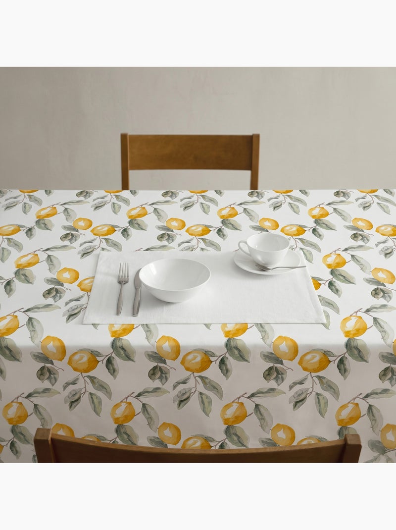 Toalha de mesa antinódoas com estampado mediterrânico de limões - Gamusi. Verde/Amarelo - Kiabi