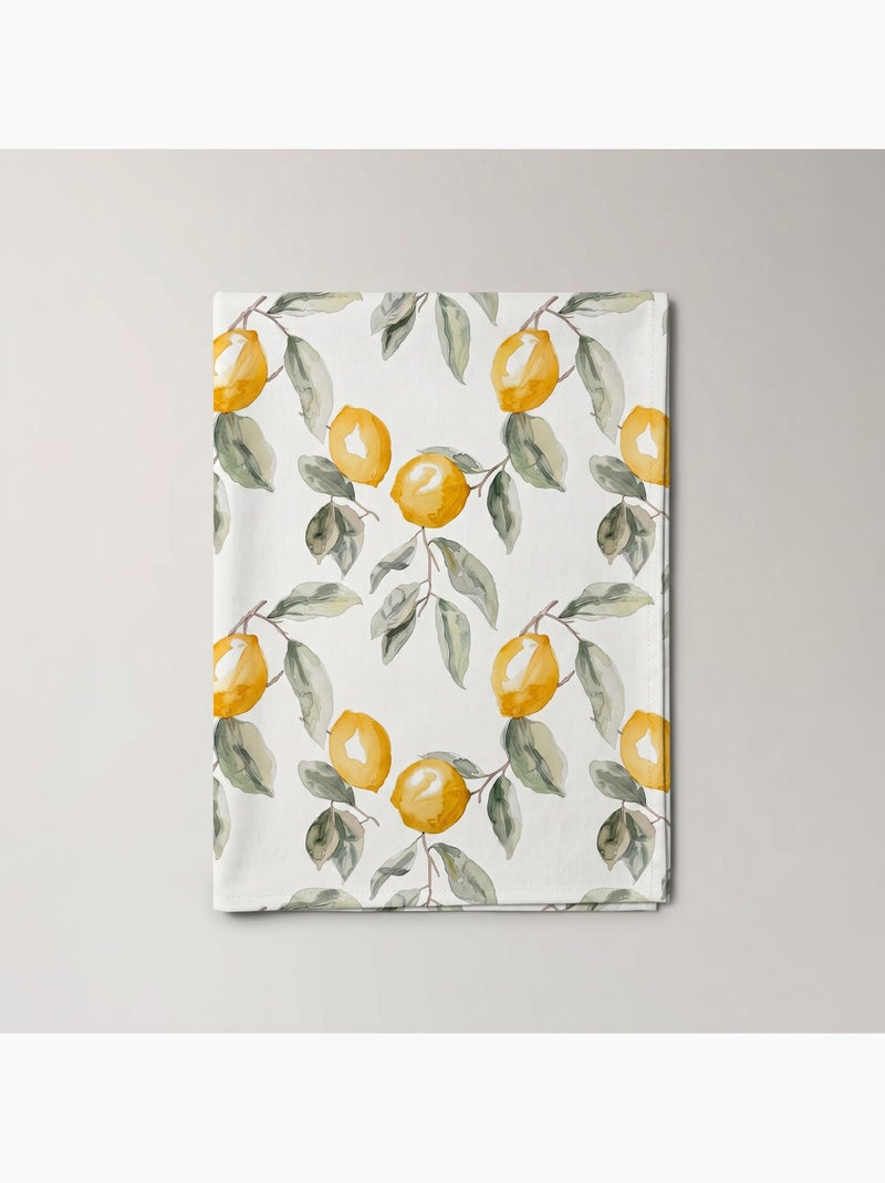 Toalha de mesa antinódoas com estampado mediterrânico de limões - Gamusi. Verde/Amarelo - Kiabi