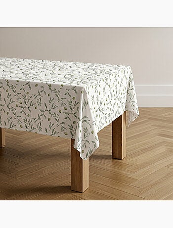 Toalha de mesa antinódoas com estampado mediterrânico de oliveiras - Gamusi.