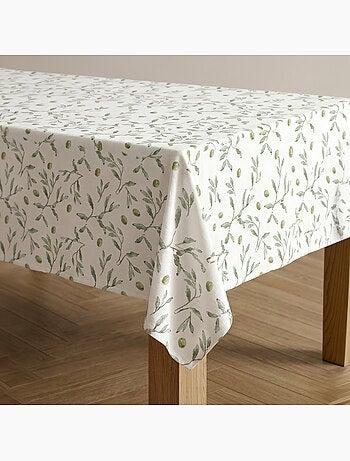 Toalha de mesa antinódoas com estampado mediterrânico de oliveiras - Gamusi.