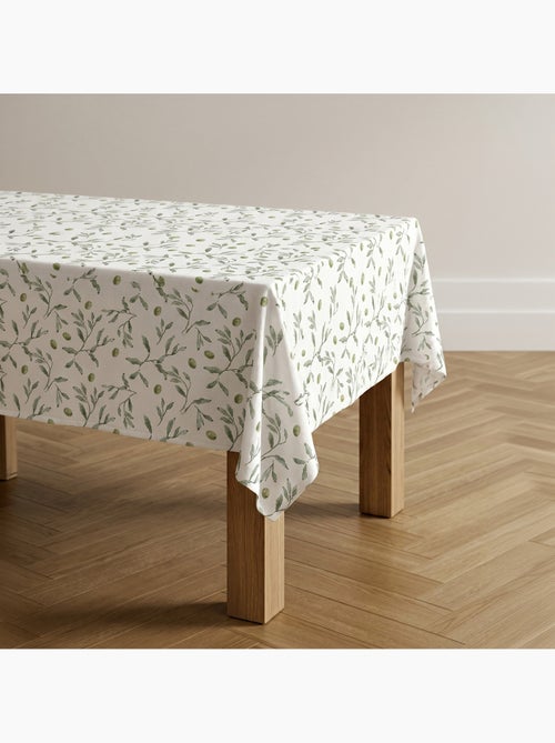 Toalha de mesa antinódoas com estampado mediterrânico de oliveiras - Gamusi. - Kiabi