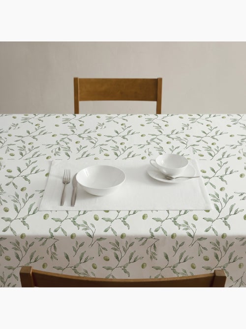 Toalha de mesa antinódoas com estampado mediterrânico de oliveiras - Gamusi. - Kiabi