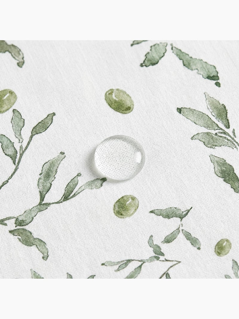 Toalha de mesa antinódoas com estampado mediterrânico de oliveiras - Gamusi. Verde - Kiabi