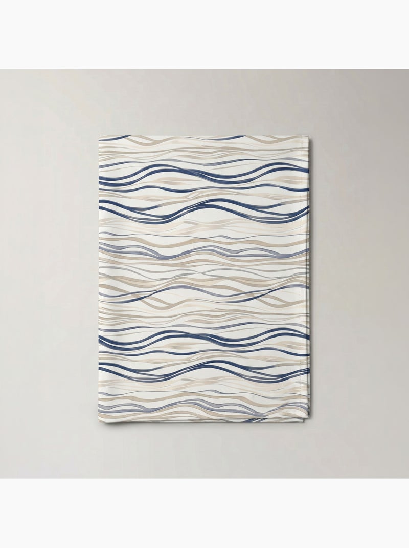 Toalha de mesa antinódoas com estampado mediterrânico de riscas assimétricas - Gamusi. Azul - Kiabi