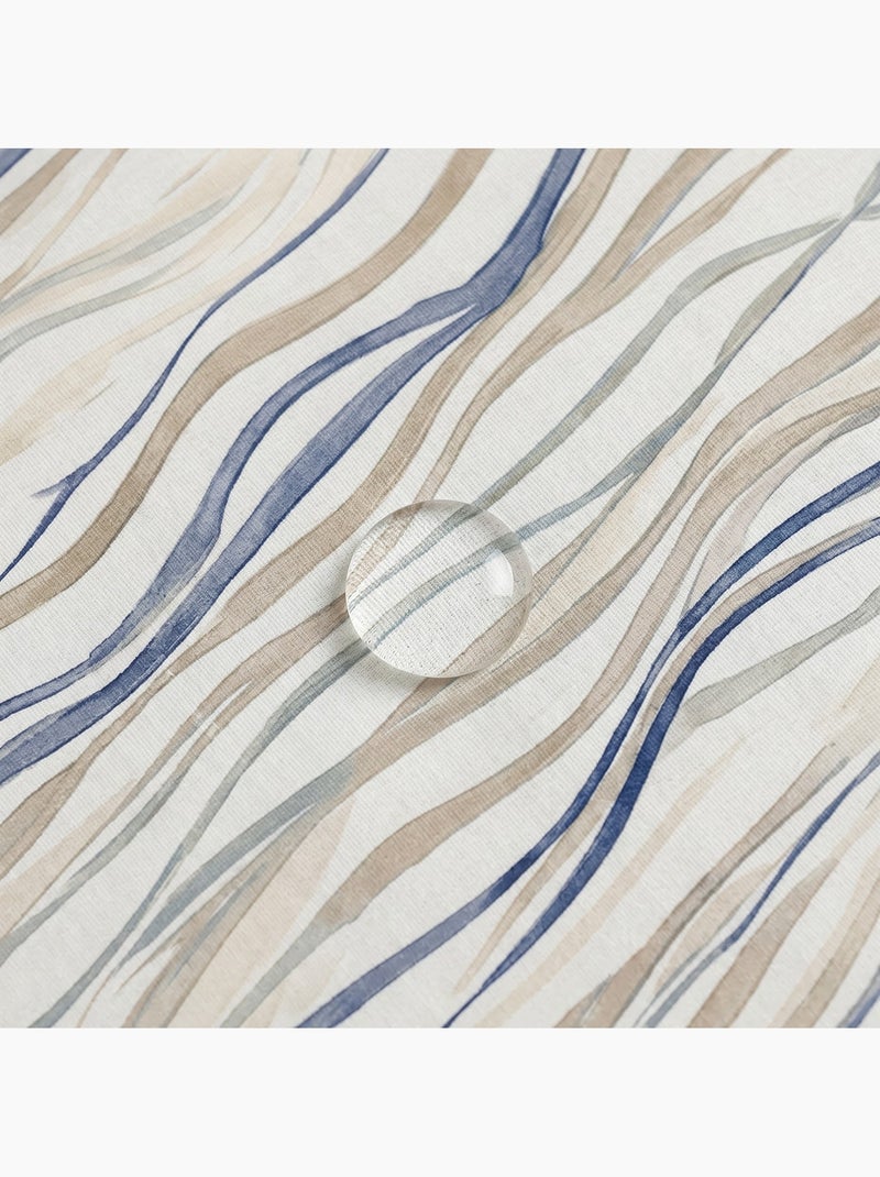Toalha de mesa antinódoas com estampado mediterrânico de riscas assimétricas - Gamusi. Azul - Kiabi