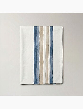 Toalha de mesa antinódoas com estampado mediterrânico de riscas horizontais - Gamusi.