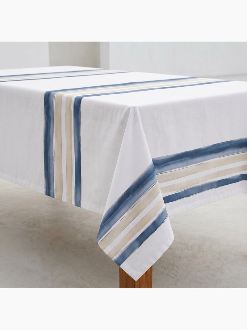 Toalha de mesa antinódoas com estampado mediterrânico de riscas horizontais - Gamusi. Azul - Kiabi