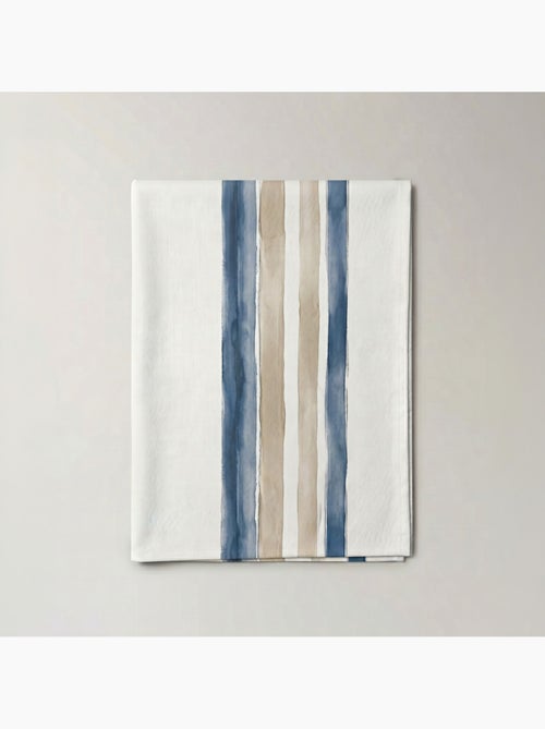 Toalha de mesa antinódoas com estampado mediterrânico de riscas horizontais - Gamusi. - Kiabi
