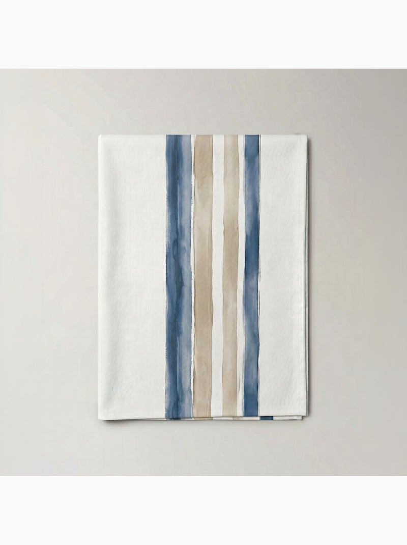 Toalha de mesa antinódoas com estampado mediterrânico de riscas horizontais - Gamusi. Azul - Kiabi