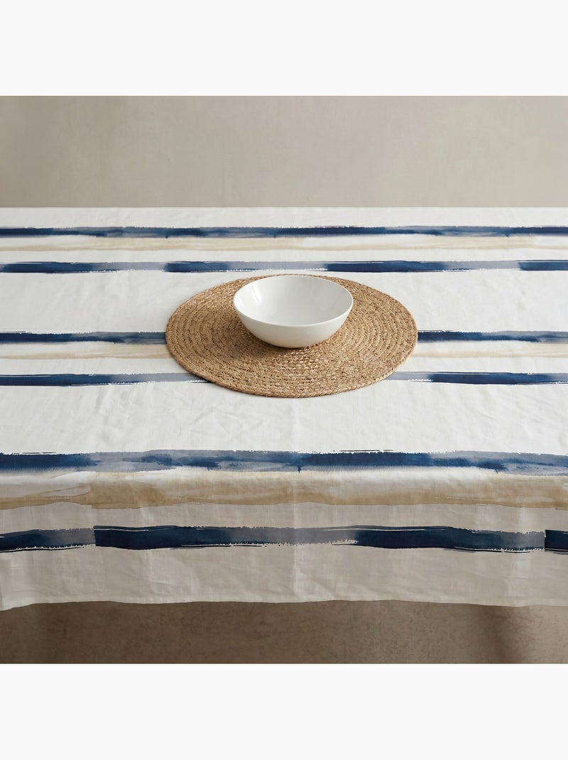 Toalha de mesa antinódoas com estampado mediterrânico de riscas largas - Gamusi. Azul - Kiabi
