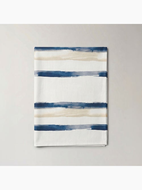 Toalha de mesa antinódoas com estampado mediterrânico de riscas largas - Gamusi. - Kiabi