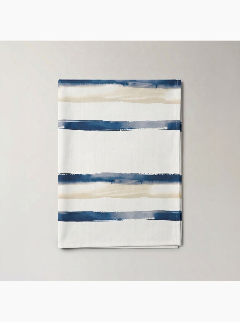 Toalha de mesa antinódoas com estampado mediterrânico de riscas largas - Gamusi. Azul - Kiabi