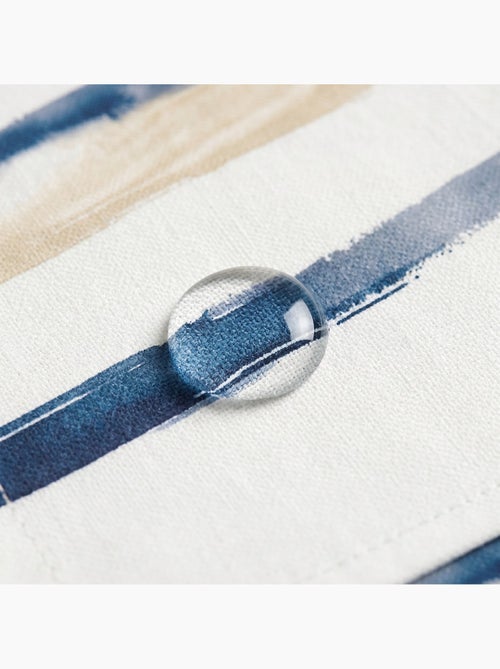 Toalha de mesa antinódoas com estampado mediterrânico de riscas largas - Gamusi. - Kiabi