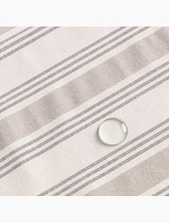 Toalha de mesa antinódoas com riscas múltiplas, toque e caimento natural - Gamusi.