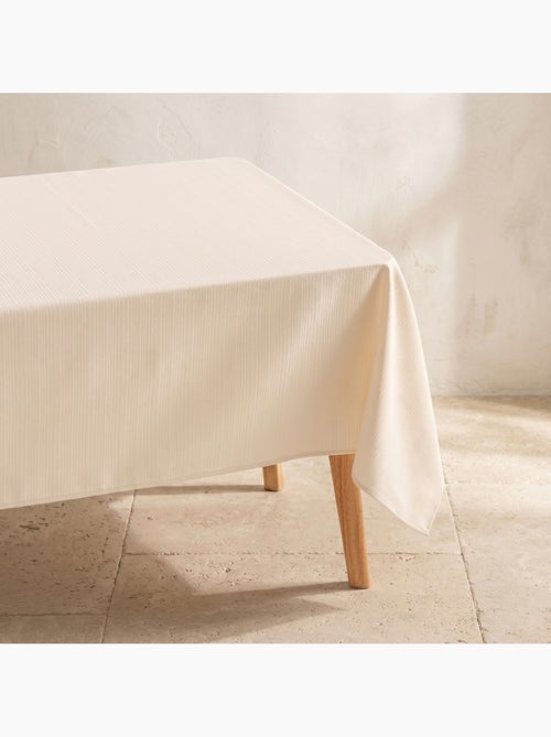 Toalha de mesa antinódoas com tecido texturizado às riscas finas - Gamusi. - Kiabi