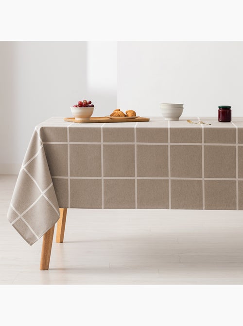 Toalha de mesa antinódoas com tecido texturizado e quadrados grandes - Gamusi. - Kiabi Toalha de mesa antinódoas com tecido texturizado e quadrados grandes - Gamusi. - Kiabi