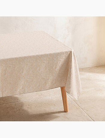Toalha de mesa antinódoas com tecido texturizado floral - Gamusi.
