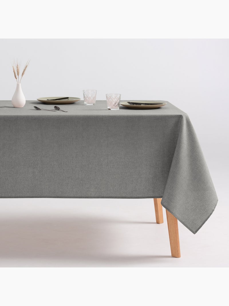 Toalha de mesa antinódoas de algodão, lisa e mesclada, com caimento natural - Gamusi. Cinza - Kiabi