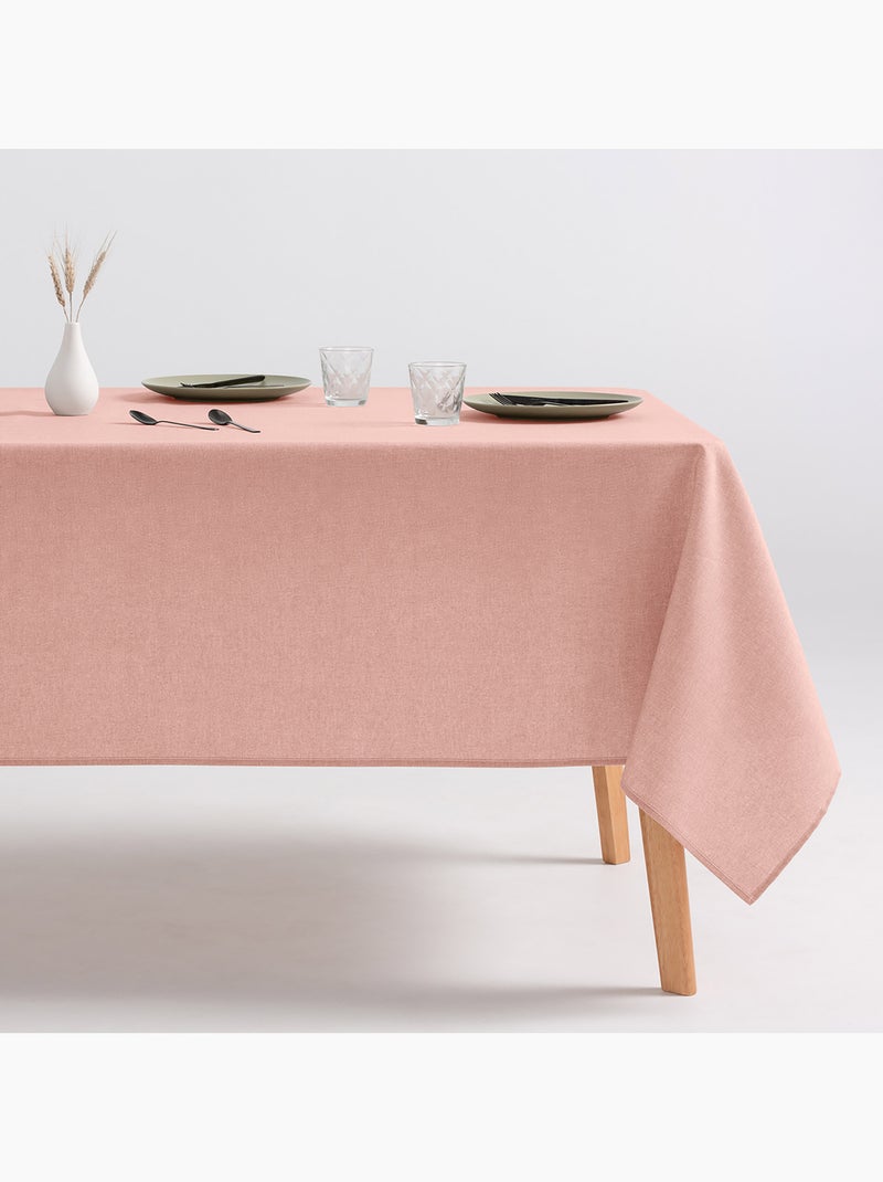 Toalha de mesa antinódoas de algodão, lisa e mesclada, com caimento natural - Gamusi. Salmão - Kiabi