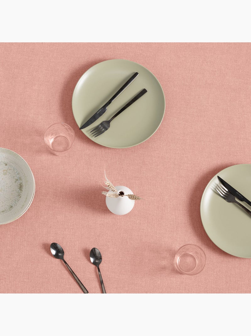 Toalha de mesa antinódoas de algodão, lisa e mesclada, com caimento natural - Gamusi. Salmão - Kiabi
