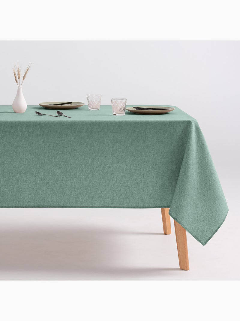 Toalha de mesa antinódoas de algodão, lisa e mesclada, com caimento natural - Gamusi. Verde-água - Kiabi