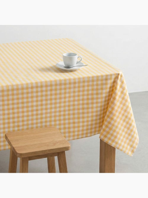Toalha de mesa antinódoas em xadrez vichy, algodão tecido e toque natural - Gamusi. - Kiabi