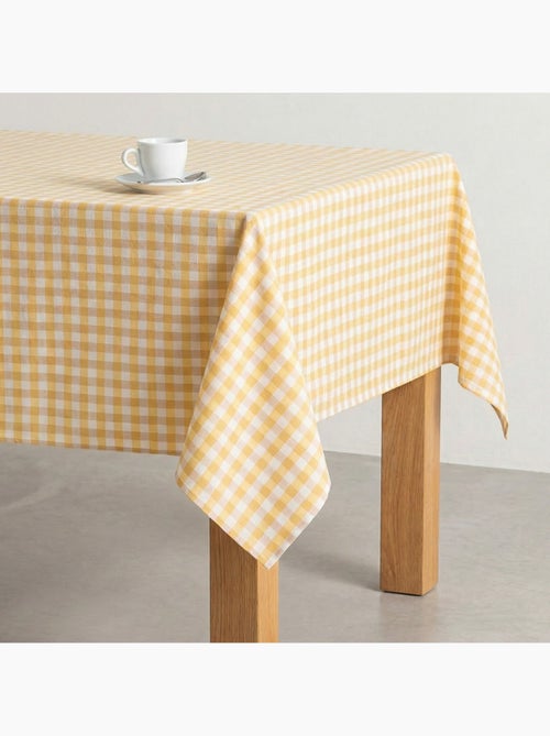 Toalha de mesa antinódoas em xadrez vichy, algodão tecido e toque natural - Gamusi. - Kiabi