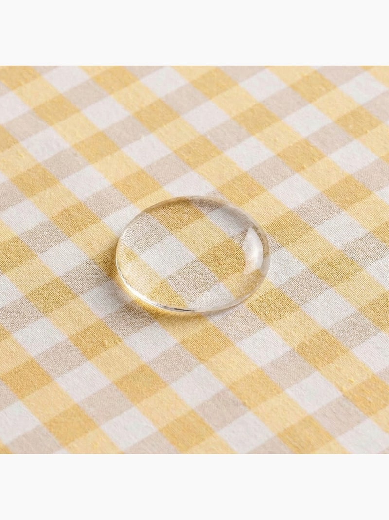 Toalha de mesa antinódoas em xadrez vichy, algodão tecido e toque natural - Gamusi. Amarelo - Kiabi