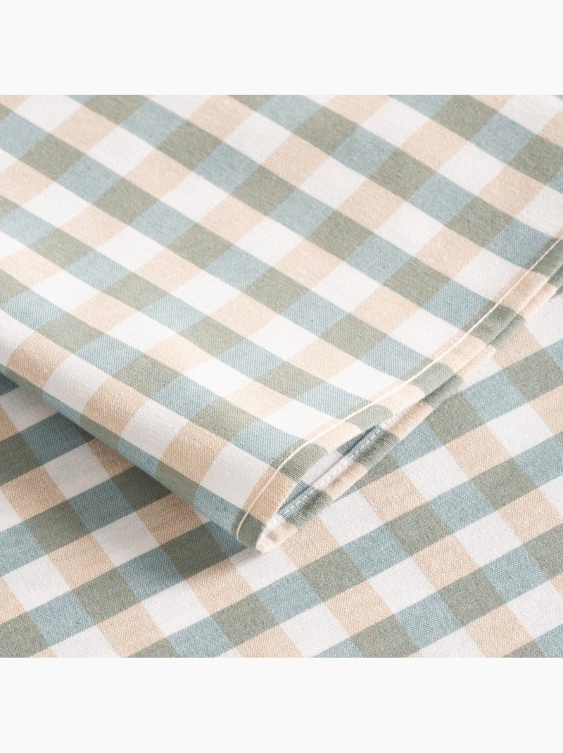 Toalha de mesa antinódoas em xadrez vichy, algodão tecido e toque natural - Gamusi. Azul - Kiabi