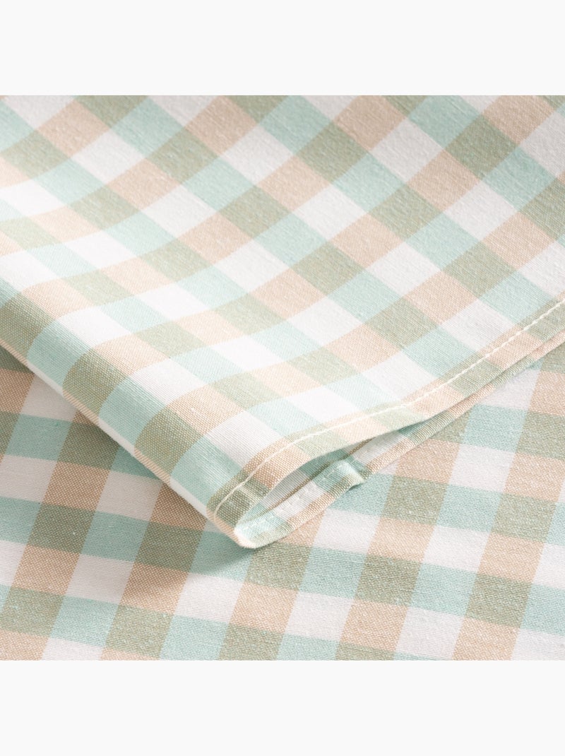 Toalha de mesa antinódoas em xadrez vichy, algodão tecido e toque natural - Gamusi. Azul-turquesa - Kiabi
