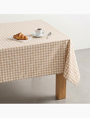 Toalha de mesa antinódoas em xadrez vichy, algodão tecido e toque natural - Gamusi.