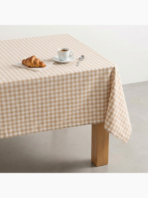 Toalha de mesa antinódoas em xadrez vichy, algodão tecido e toque natural - Gamusi. - Kiabi