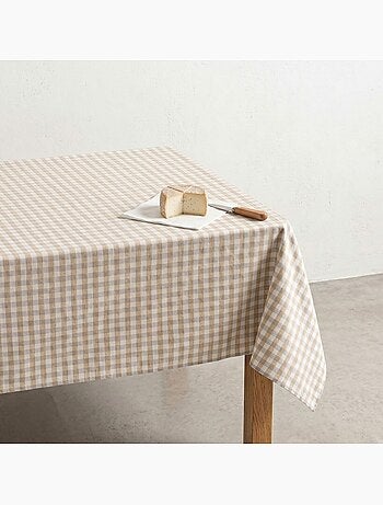 Toalha de mesa antinódoas em xadrez vichy, algodão tecido e toque natural - Gamusi.
