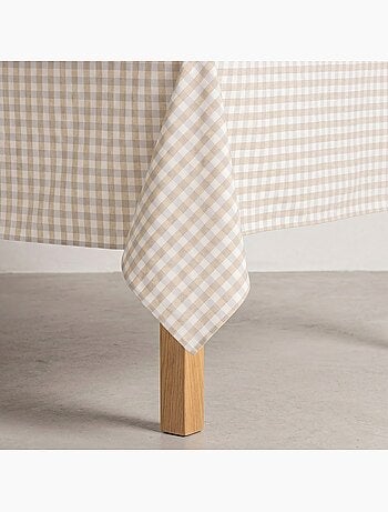 Toalha de mesa antinódoas em xadrez vichy, algodão tecido e toque natural - Gamusi.