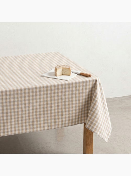 Toalha de mesa antinódoas em xadrez vichy, algodão tecido e toque natural - Gamusi. - Kiabi