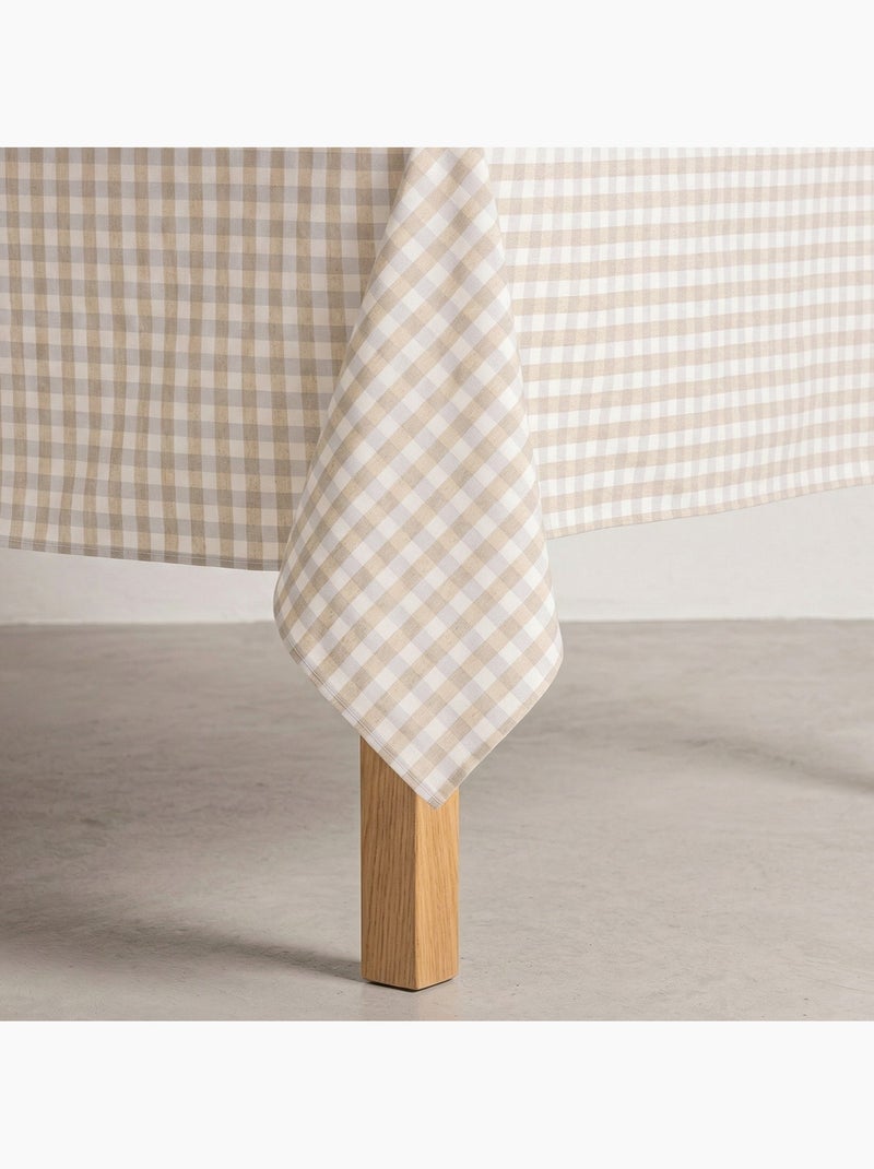 Toalha de mesa antinódoas em xadrez vichy, algodão tecido e toque natural - Gamusi. Linho - Kiabi