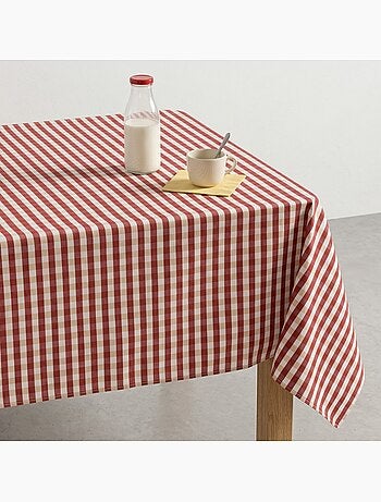 Toalha de mesa antinódoas em xadrez vichy, algodão tecido e toque natural - Gamusi.