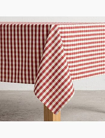 Toalha de mesa antinódoas em xadrez vichy, algodão tecido e toque natural - Gamusi.