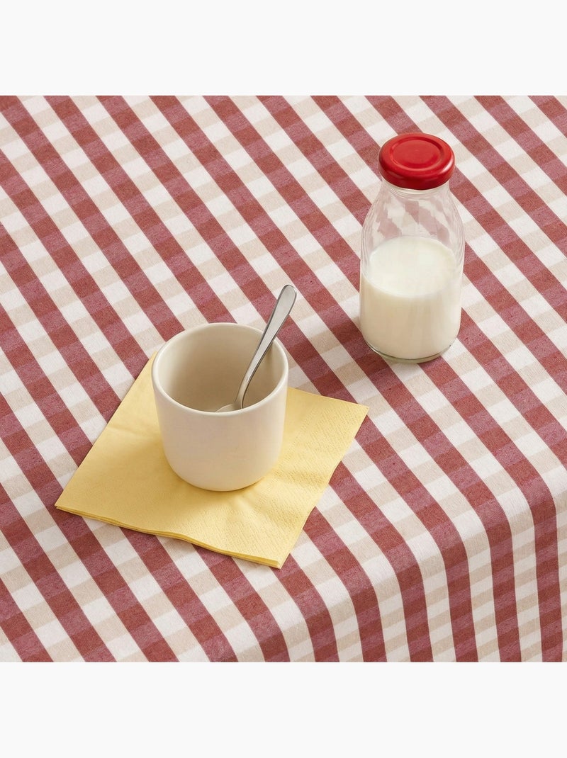 Toalha de mesa antinódoas em xadrez vichy, algodão tecido e toque natural - Gamusi. Romã - Kiabi