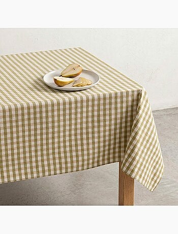 Toalha de mesa antinódoas em xadrez vichy, algodão tecido e toque natural - Gamusi.