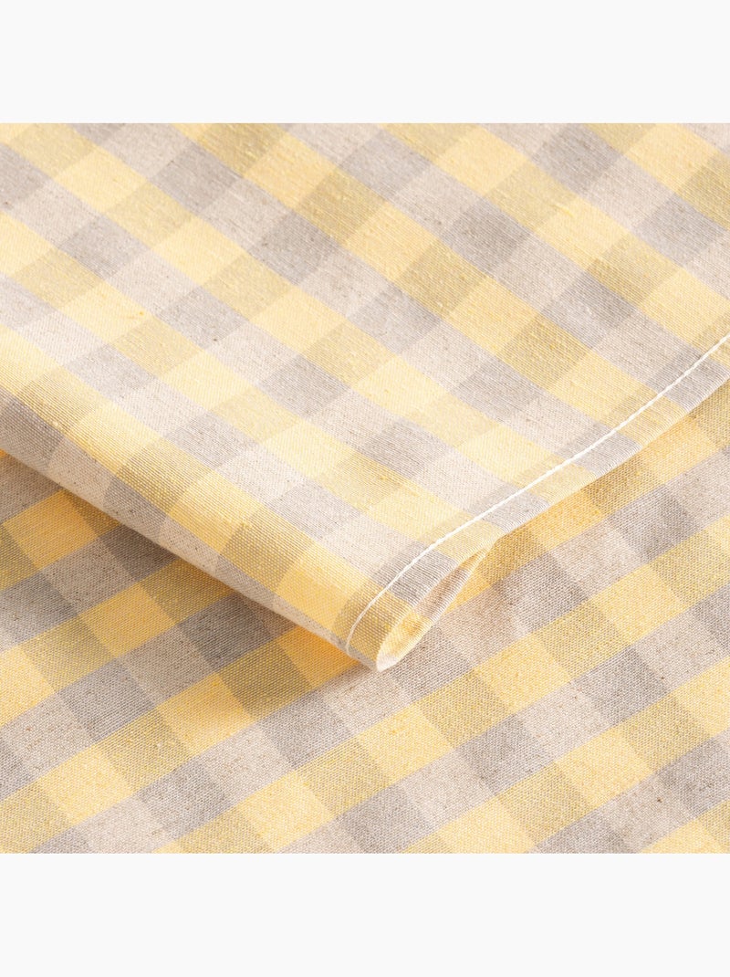 Toalha de mesa antinódoas em xadrez vichy, mistura de algodão e linho - Gamusi. Amarelo - Kiabi